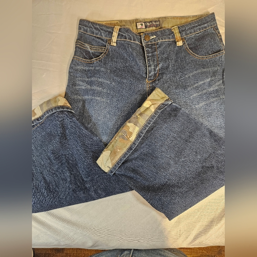 Duck Head Blue Denim Capri with Camo Cuff